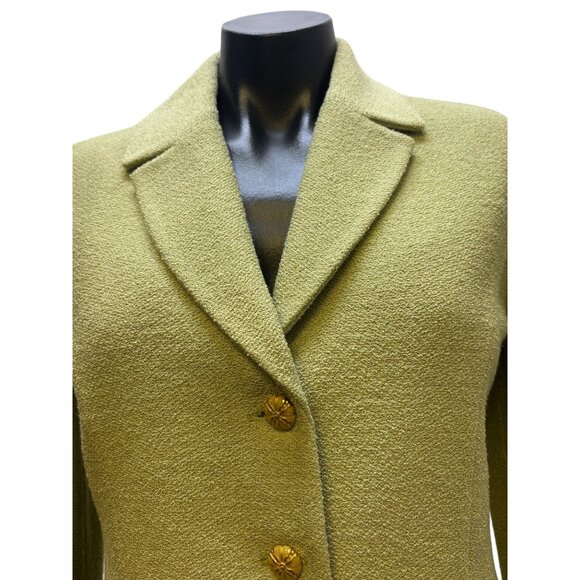 St John Cropped Textured Green Button-Up Jacket Size 6 - Picture 6 of 7